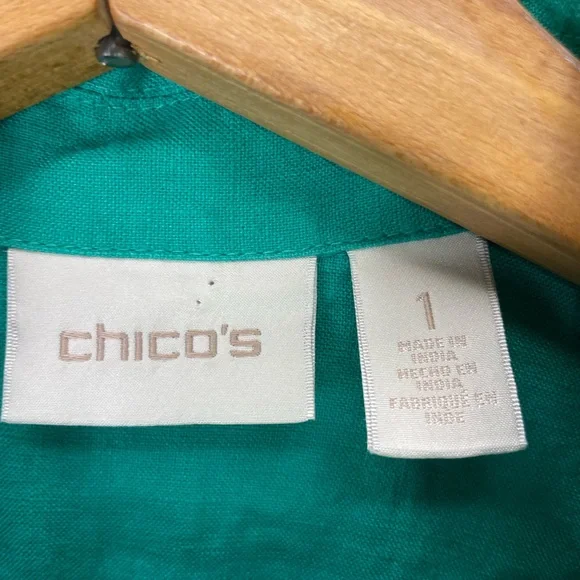 Chicos Jacket Womens 1 Small Green Eyelet Cutout Embroidered Zip Front - Picture 5 of 11